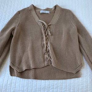 Light Pink/Taupe knit sweater with ties